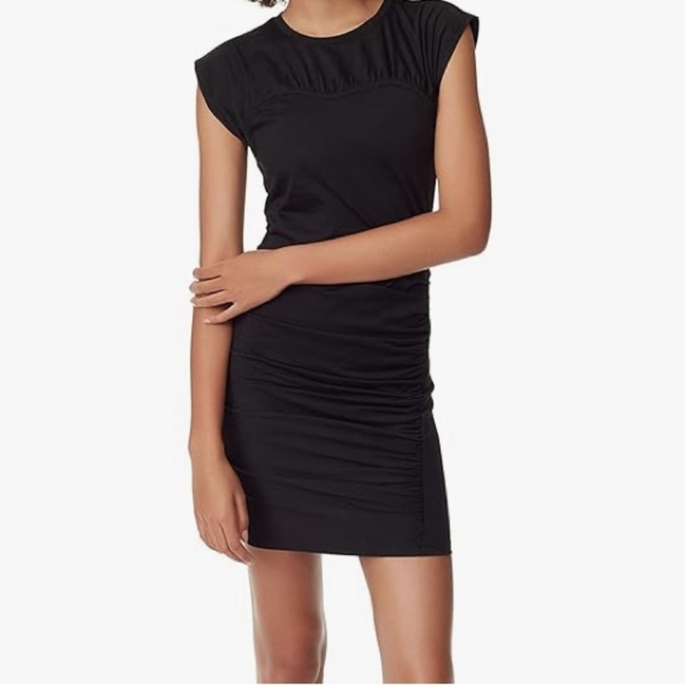 Circus NY black Kendal Mini Cinched Tee Slit Dress Fitted bodycon LBD Graduation